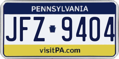 PA license plate JFZ9404
