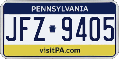 PA license plate JFZ9405