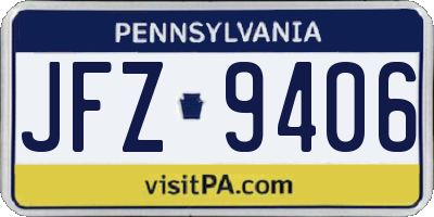 PA license plate JFZ9406