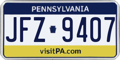 PA license plate JFZ9407