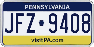 PA license plate JFZ9408