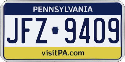 PA license plate JFZ9409