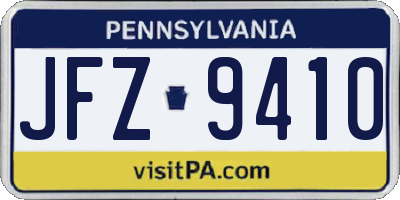 PA license plate JFZ9410