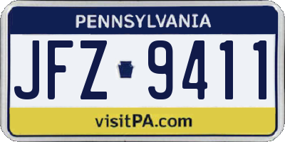 PA license plate JFZ9411