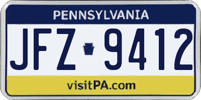 PA license plate JFZ9412