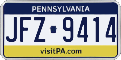 PA license plate JFZ9414