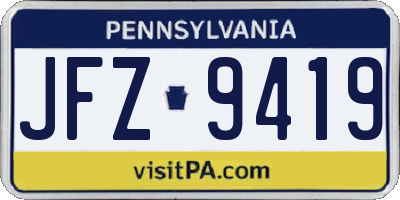 PA license plate JFZ9419