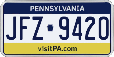 PA license plate JFZ9420