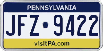 PA license plate JFZ9422