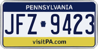PA license plate JFZ9423