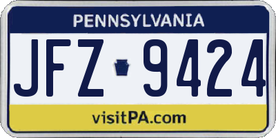 PA license plate JFZ9424