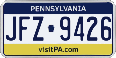 PA license plate JFZ9426