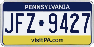 PA license plate JFZ9427
