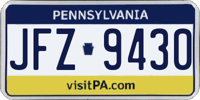 PA license plate JFZ9430