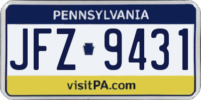 PA license plate JFZ9431