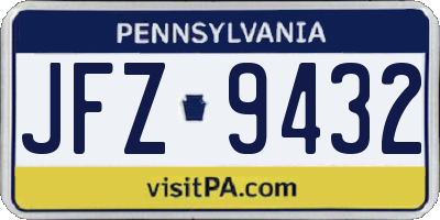PA license plate JFZ9432