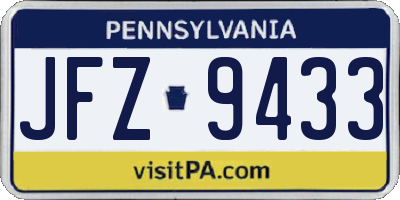 PA license plate JFZ9433