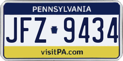 PA license plate JFZ9434