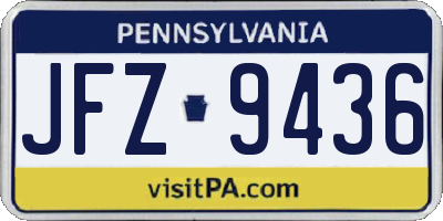 PA license plate JFZ9436