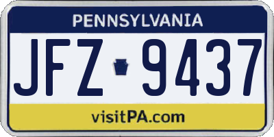 PA license plate JFZ9437