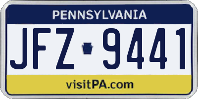 PA license plate JFZ9441
