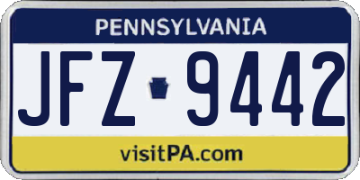 PA license plate JFZ9442