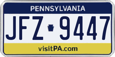 PA license plate JFZ9447