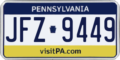 PA license plate JFZ9449