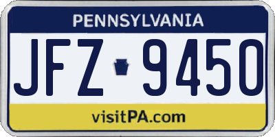 PA license plate JFZ9450