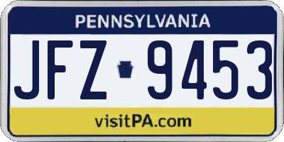 PA license plate JFZ9453