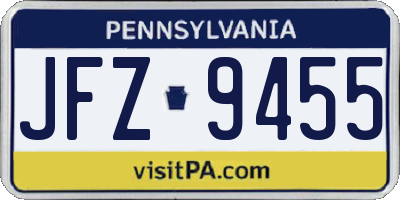 PA license plate JFZ9455