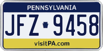 PA license plate JFZ9458