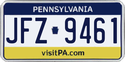 PA license plate JFZ9461