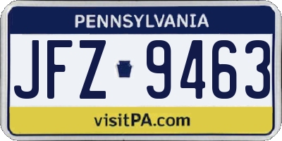 PA license plate JFZ9463