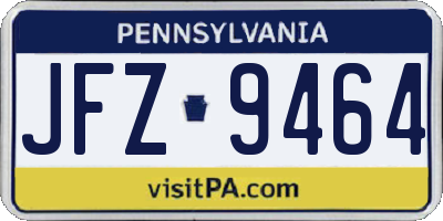 PA license plate JFZ9464