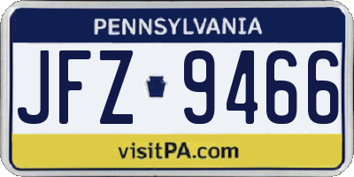 PA license plate JFZ9466