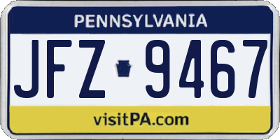 PA license plate JFZ9467