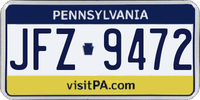 PA license plate JFZ9472
