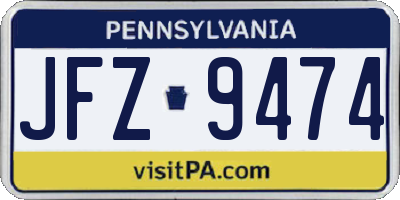 PA license plate JFZ9474