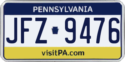 PA license plate JFZ9476