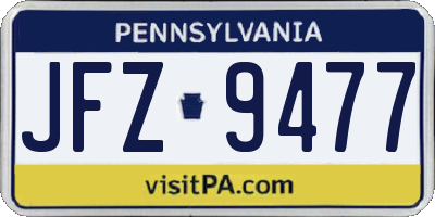 PA license plate JFZ9477