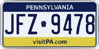 PA license plate JFZ9478