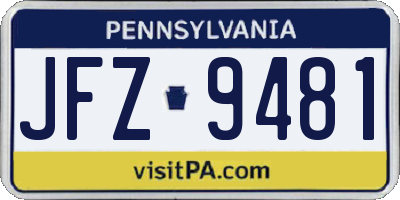 PA license plate JFZ9481