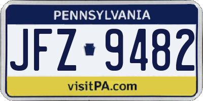 PA license plate JFZ9482