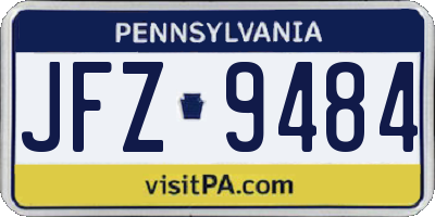 PA license plate JFZ9484