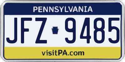 PA license plate JFZ9485
