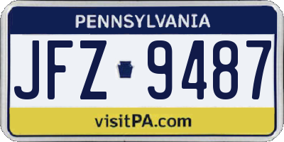 PA license plate JFZ9487