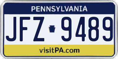 PA license plate JFZ9489