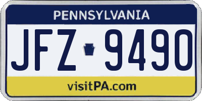 PA license plate JFZ9490