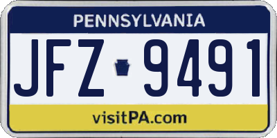 PA license plate JFZ9491